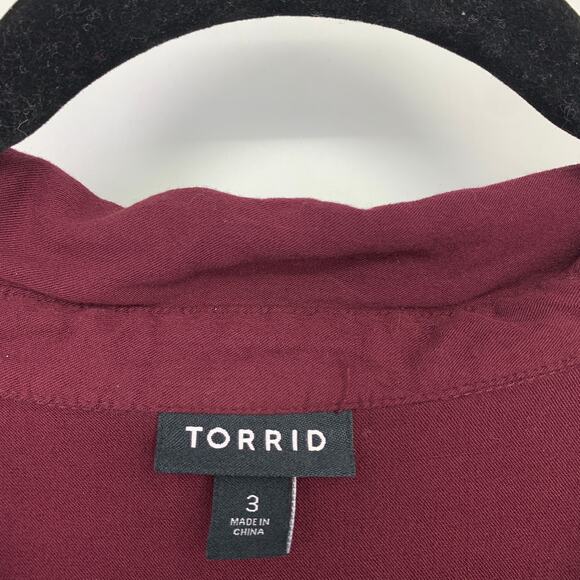 Torrid Collared Button Front Long Sleeve Shirt Womens Size 3X Maroon - Picture 5 of 6
